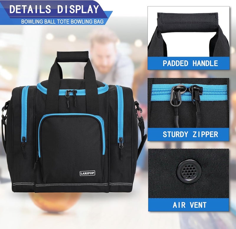 LARIPOP Bowling Ball Bag for Single Ball, 2022 Bowling Ball Tote Bowling bag with Padded Holder - Fits Shoes up to Mens Size 14 and Bowling Accessories - Image 4